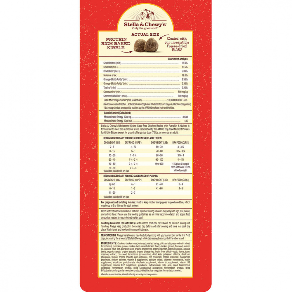 
                  
                    Stella & Chewy's Raw Coated Kibble With Wholesome Grains Cage Free Chicken, Pumpkin & Quinoa Recipe Dry Dog Food
                  
                