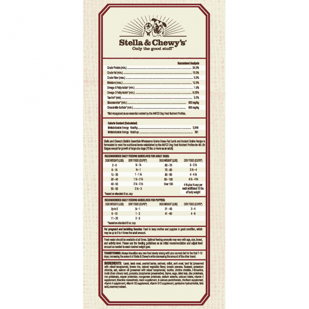 
                  
                    Stella & Chewy's Stella's Essentials Kibble Grass Fed Lamb with Wholesome Grains Recipe Dry Dog Food
                  
                