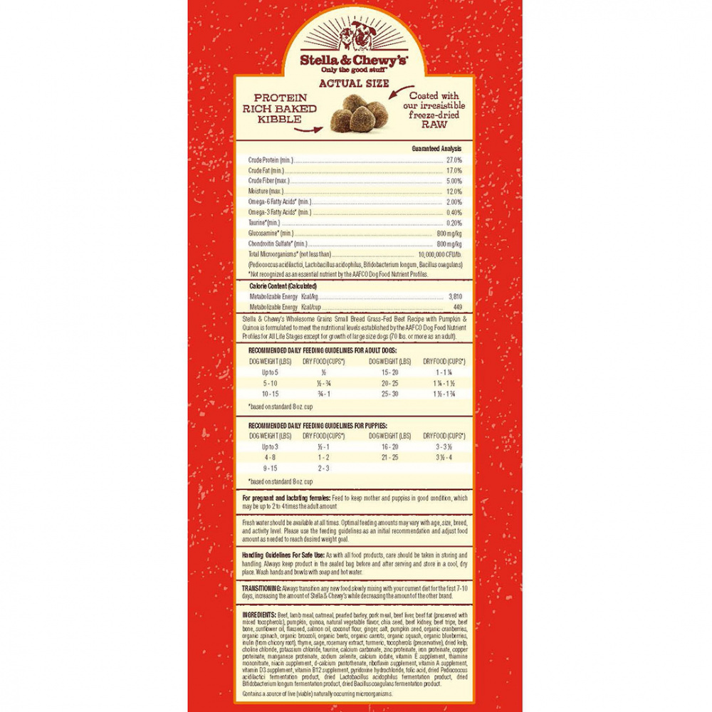 
                  
                    Stella & Chewy's Raw Coated Kibble with Wholesome Grains Beef, Pumpkin & Quinoa Recipe Small Breed Dry Dog Food
                  
                