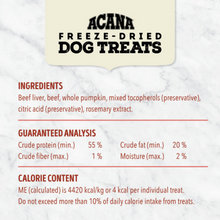 Load image into Gallery viewer, ACANA Singles Grain Free Limited Ingredients &amp; Freeze-Dried, Beef &amp; Pumpkin Dog Treats