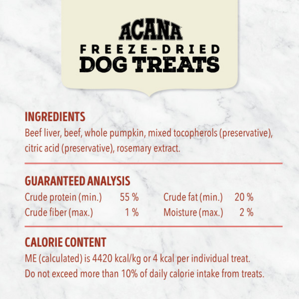 
                  
                    ACANA Singles Grain Free Limited Ingredients & Freeze-Dried, Beef & Pumpkin Dog Treats
                  
                