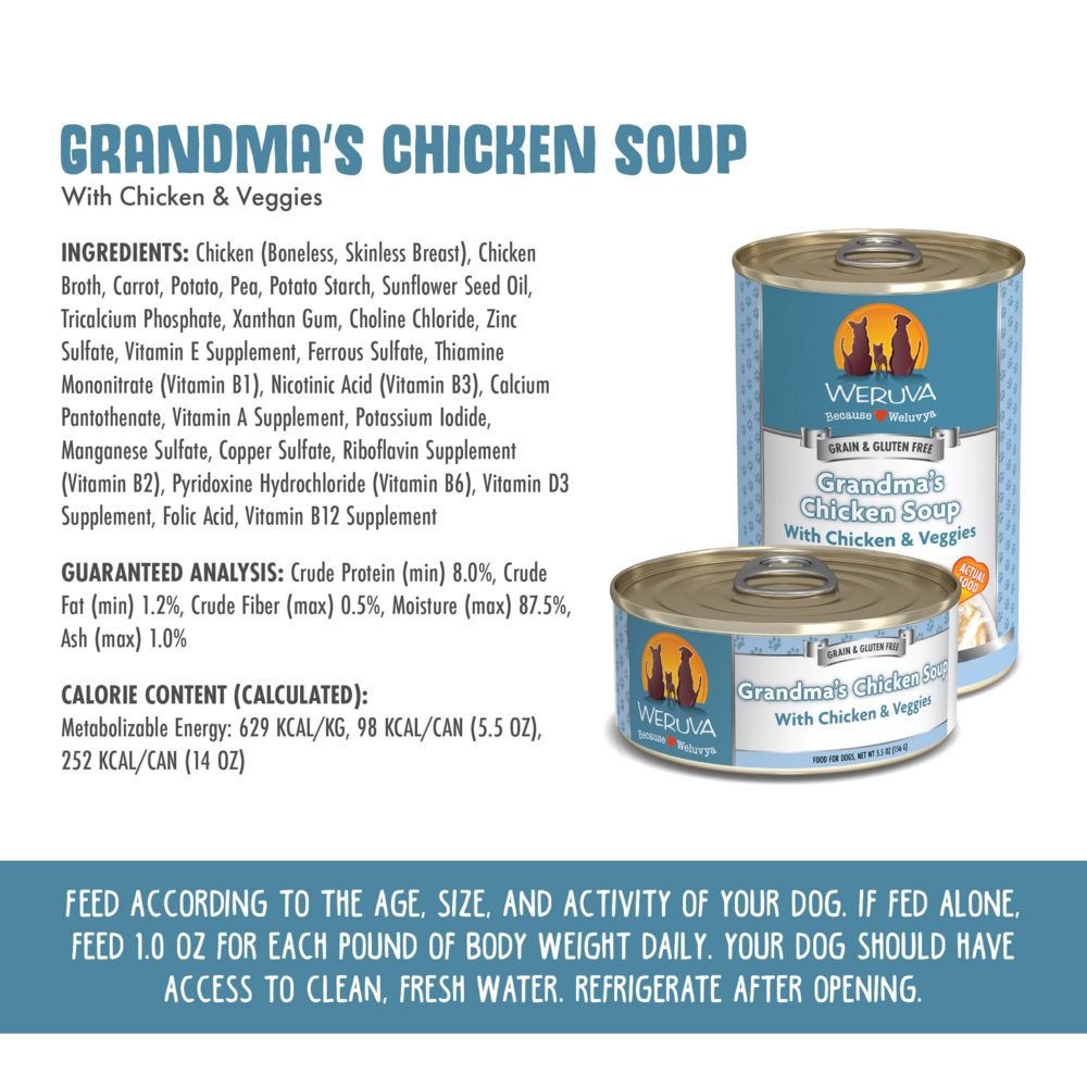 
                  
                    Weruva Grandma's Chicken Soup with Chicken & Veggies Canned Dog Food
                  
                