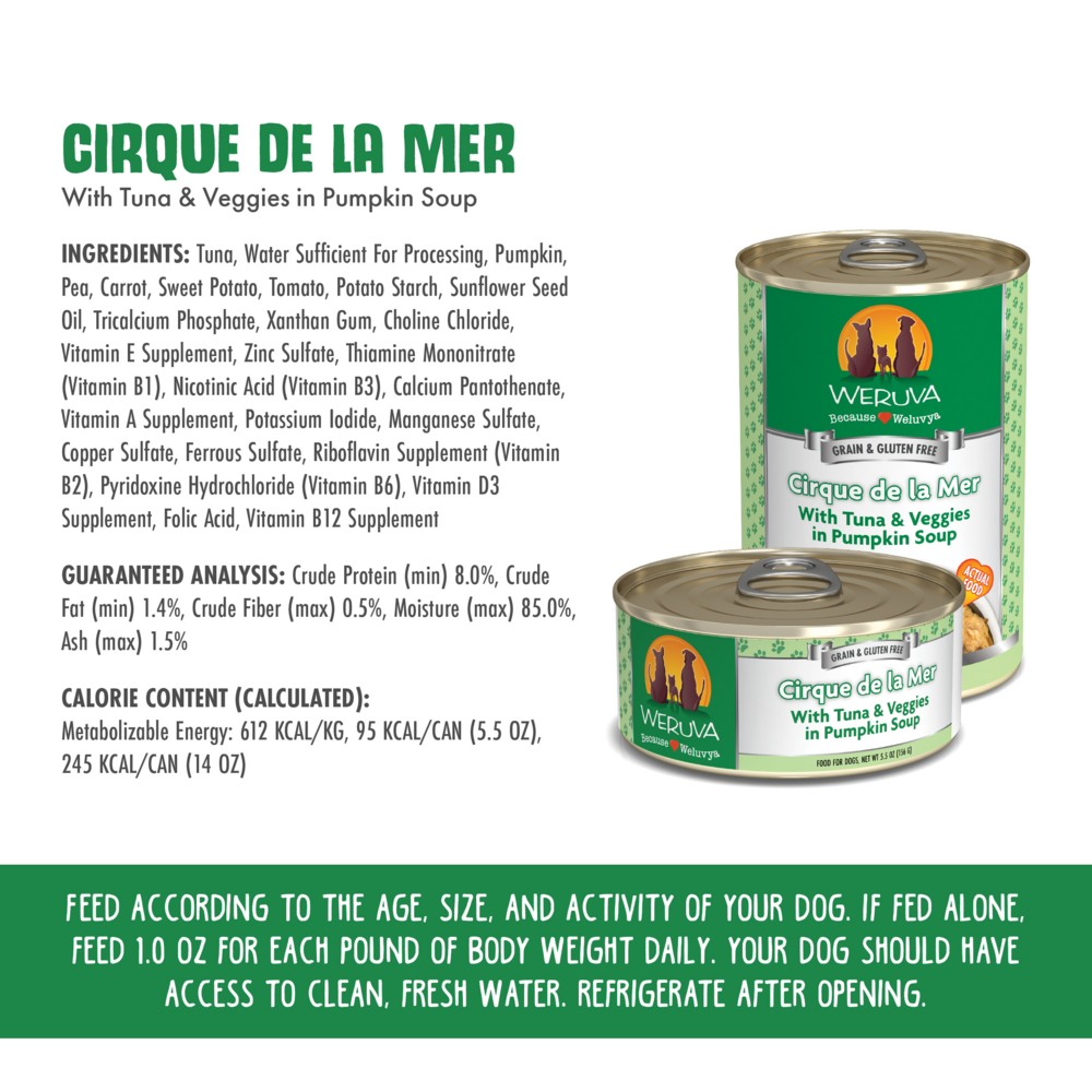 
                  
                    Weruva Cirque de la Mer with Tuna & Veggies in Pumpkin Soup Canned Dog Food
                  
                