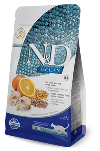 Farmina Ocean N&D Natural & Delicious Adult Cod, Spelt, Oats & Orange Dry Cat Food