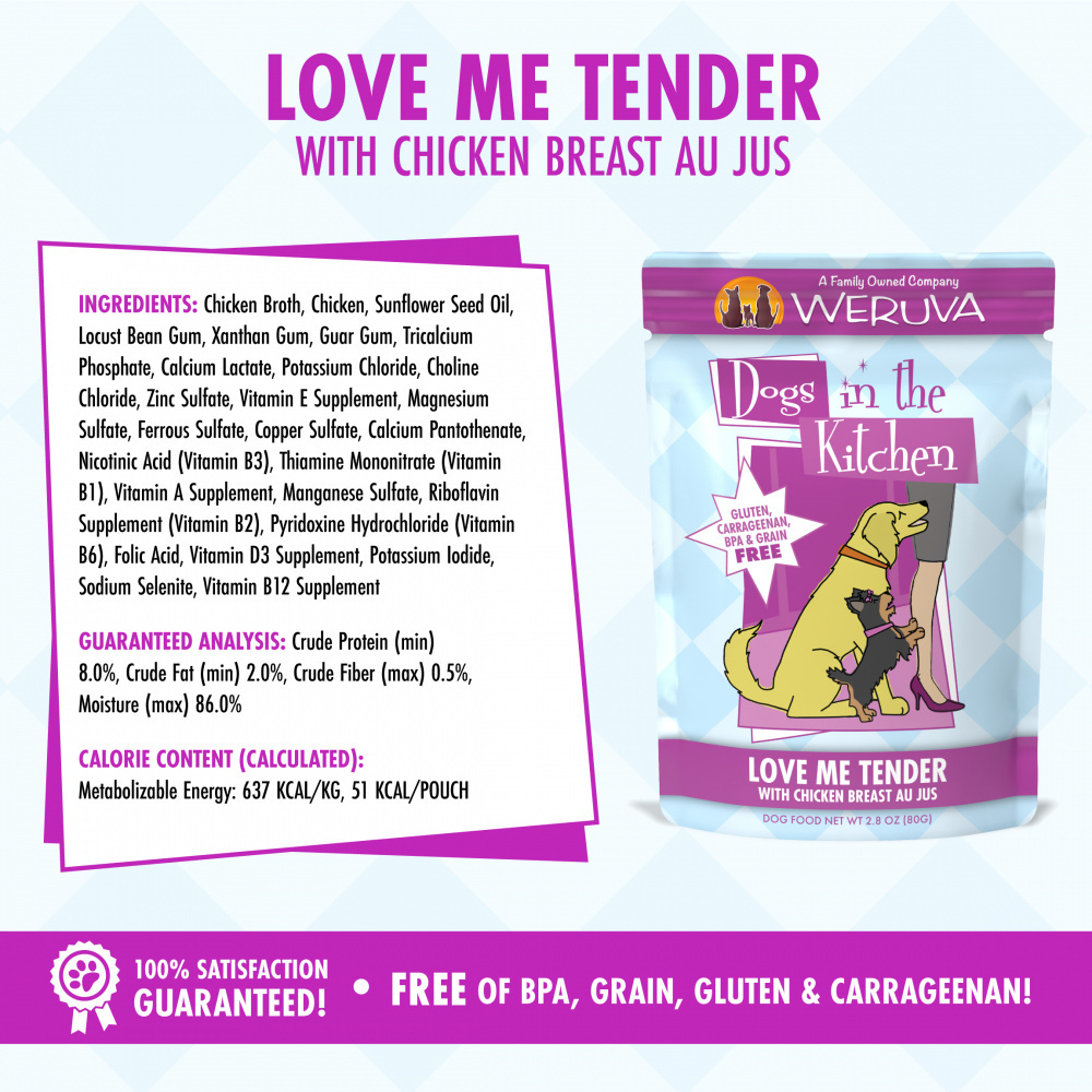 
                  
                    Weruva Dogs in the Kitchen Love Me Tender Grain Free Chicken Dog Food Pouch
                  
                