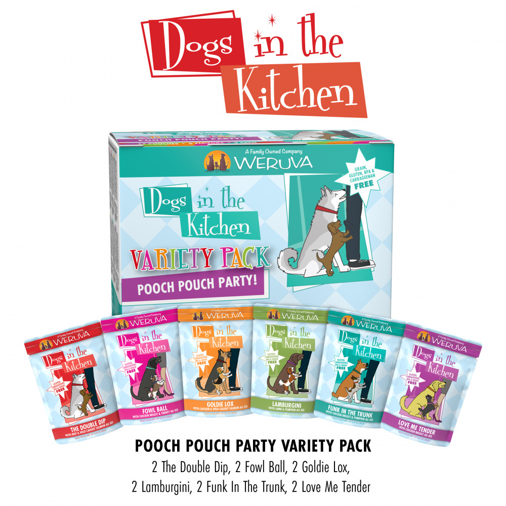 
                  
                    Weruva Dogs in the Kitchen Grain Free Pooch Pouch Party! Variety Pack Wet Dog Food Pouches
                  
                