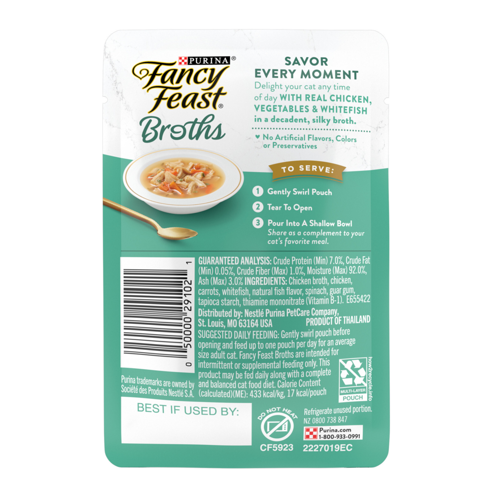 
                  
                    Fancy Feast Broths Classic Chicken, Vegetables & Whitefish Supplemental Cat Food Pouches
                  
                