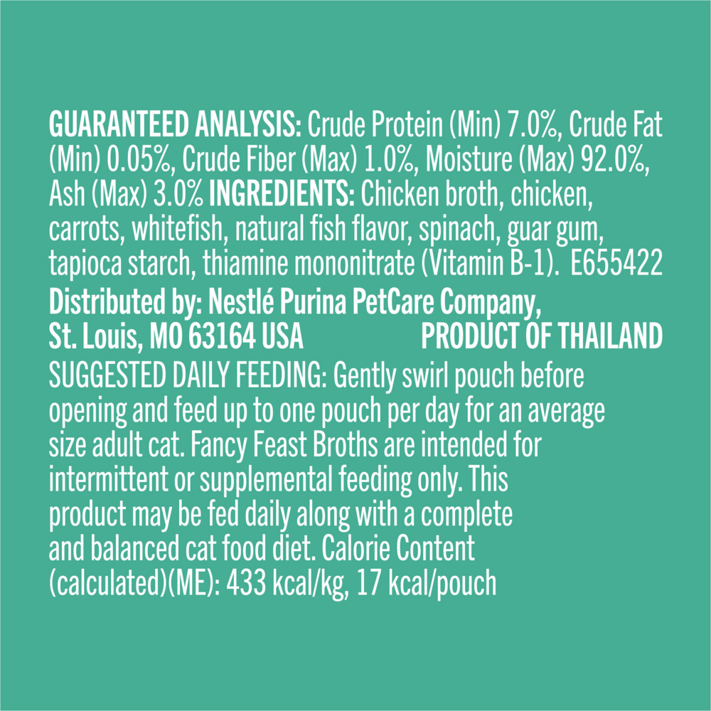 
                  
                    Fancy Feast Broths Classic Chicken, Vegetables & Whitefish Supplemental Cat Food Pouches
                  
                