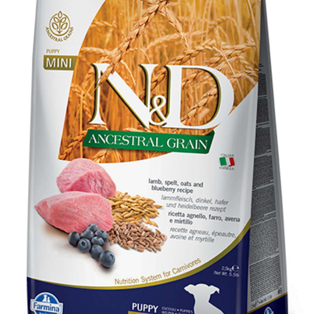 Farmina N&D Natural & Delicious Low Grain Mini Puppy Lamb & Blueberry Dry Dog Food