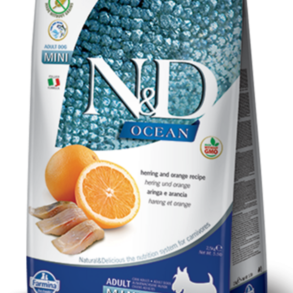 Farmina Ocean N&D Natural & Delicious Grain Free Mini Adult Herring & Orange Dry Dog Food