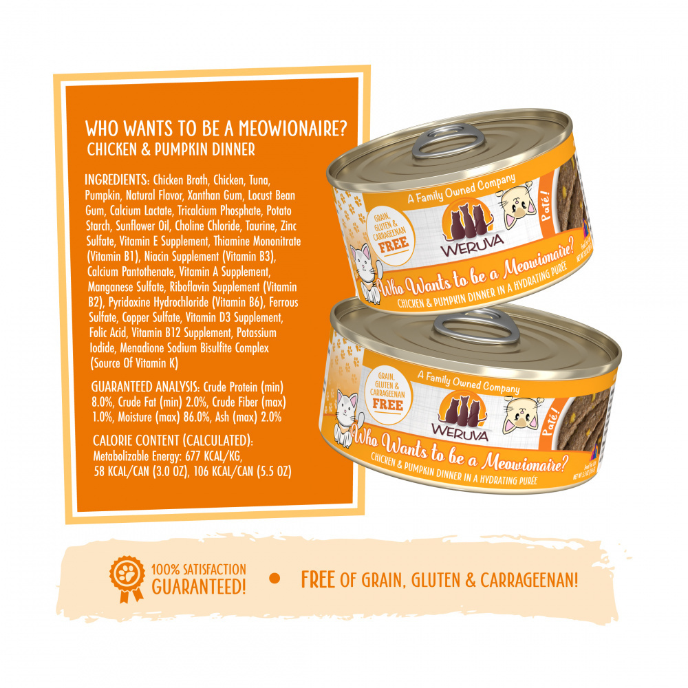 
                  
                    Weruva Classic Cat Pate Who wants to be a Meowionaire with Chicken & Pumpkin Canned Cat Food
                  
                