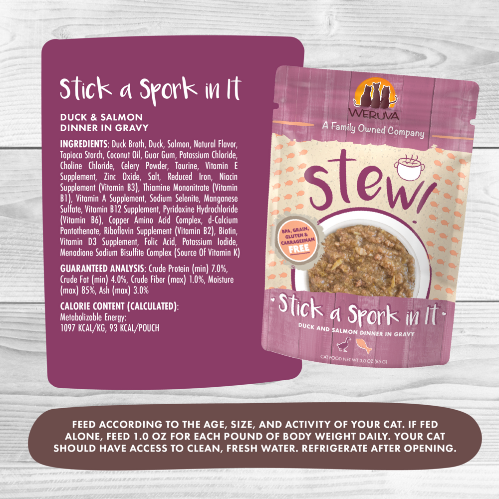 
                  
                    Weruva Classic Cat Stews! Stick a Spork in It with Duck & Salmon in Gravy Canned Cat Food
                  
                