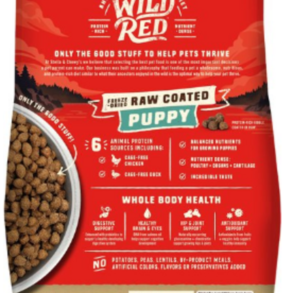 Stella & Chewy's Wild Red Dry Dog Food Raw Coated High Protein Wholesome Grains Puppy Prairie Recipe