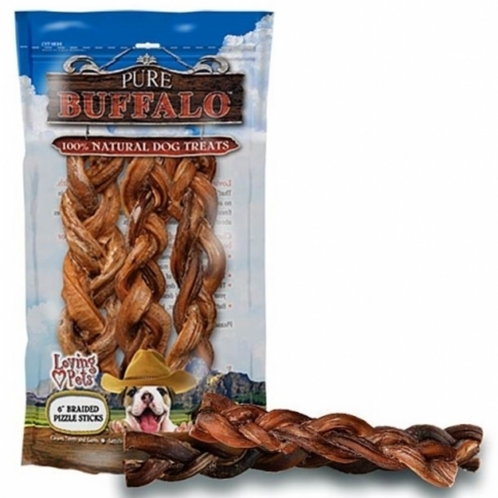 Pure Buffalo Braided Bully Sticks Dog Treats