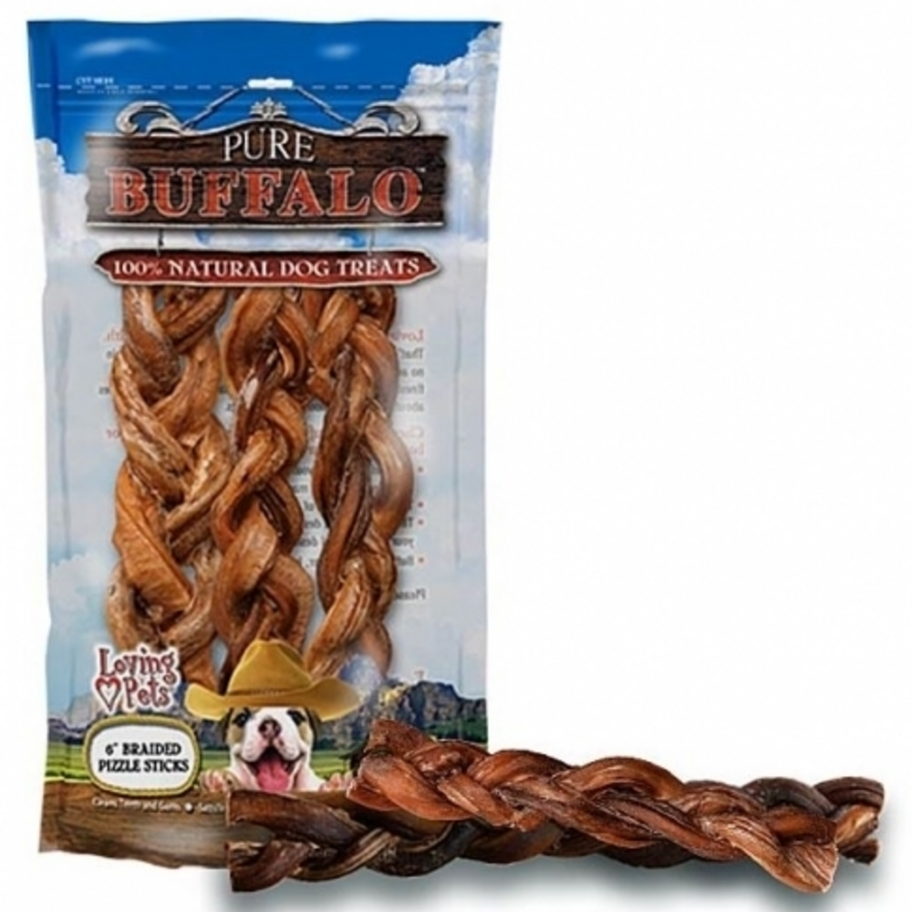 Loving Pets Pure Buffalo Braided Bully Sticks Dog Treats