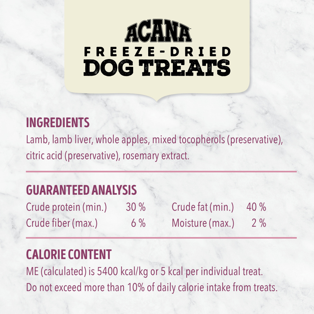 
                  
                    ACANA Singles Freeze Dried Dog Treats Grain Free Lamb & Apple Recipe
                  
                