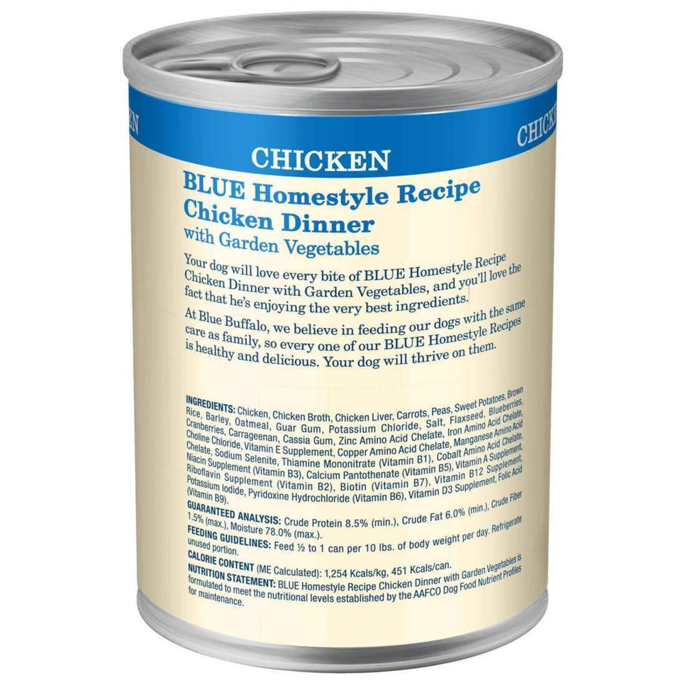 Blue Buffalo Homestyle Recipe Adult Chicken Dinner with Garden Vegetables Canned Dog Food