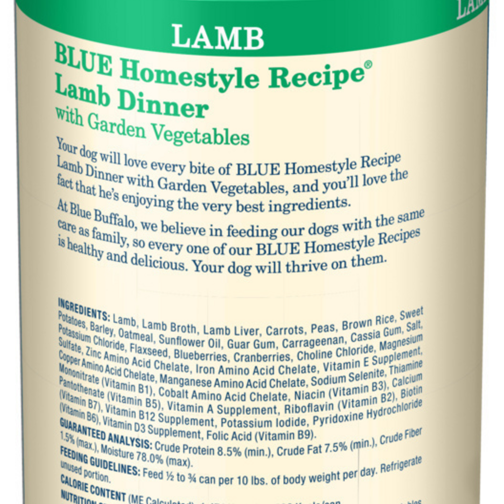 
                  
                    Blue Buffalo Homestyle Recipe Adult Lamb Dinner with Garden Vegetables Canned Dog Food
                  
                