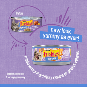 Friskies Savory Shreds Turkey And Cheese Dinner In Gravy Canned Cat Food