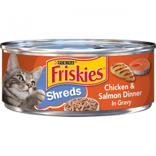 Load image into Gallery viewer, Friskies Savory Shreds Chicken And Salmon Dinner In Gravy Canned Cat Food