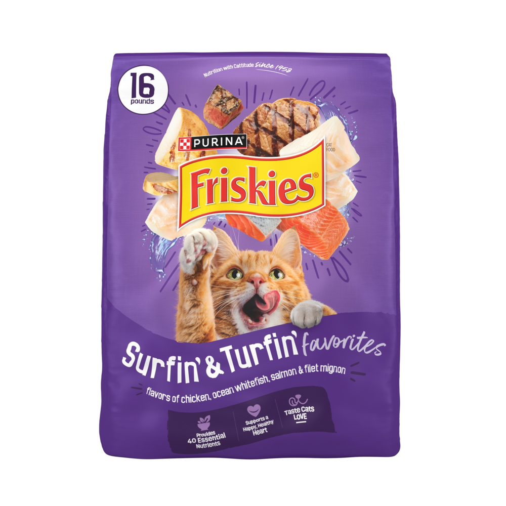 Purina Friskies Cat Food Surfin and Turfin Favorites Dry Cat Food