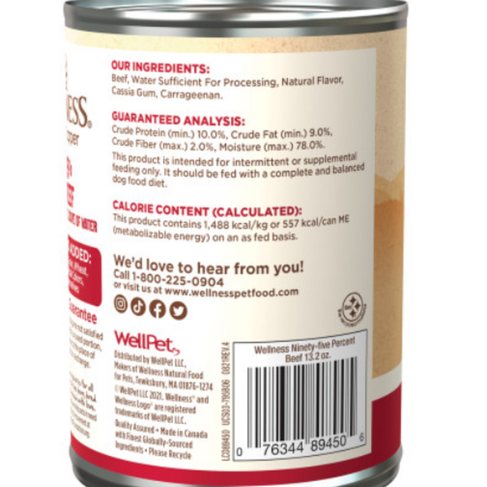 
                  
                    Wellness Natural Grain Free 95% Beef Recipe Adult Wet Canned Dog Food
                  
                