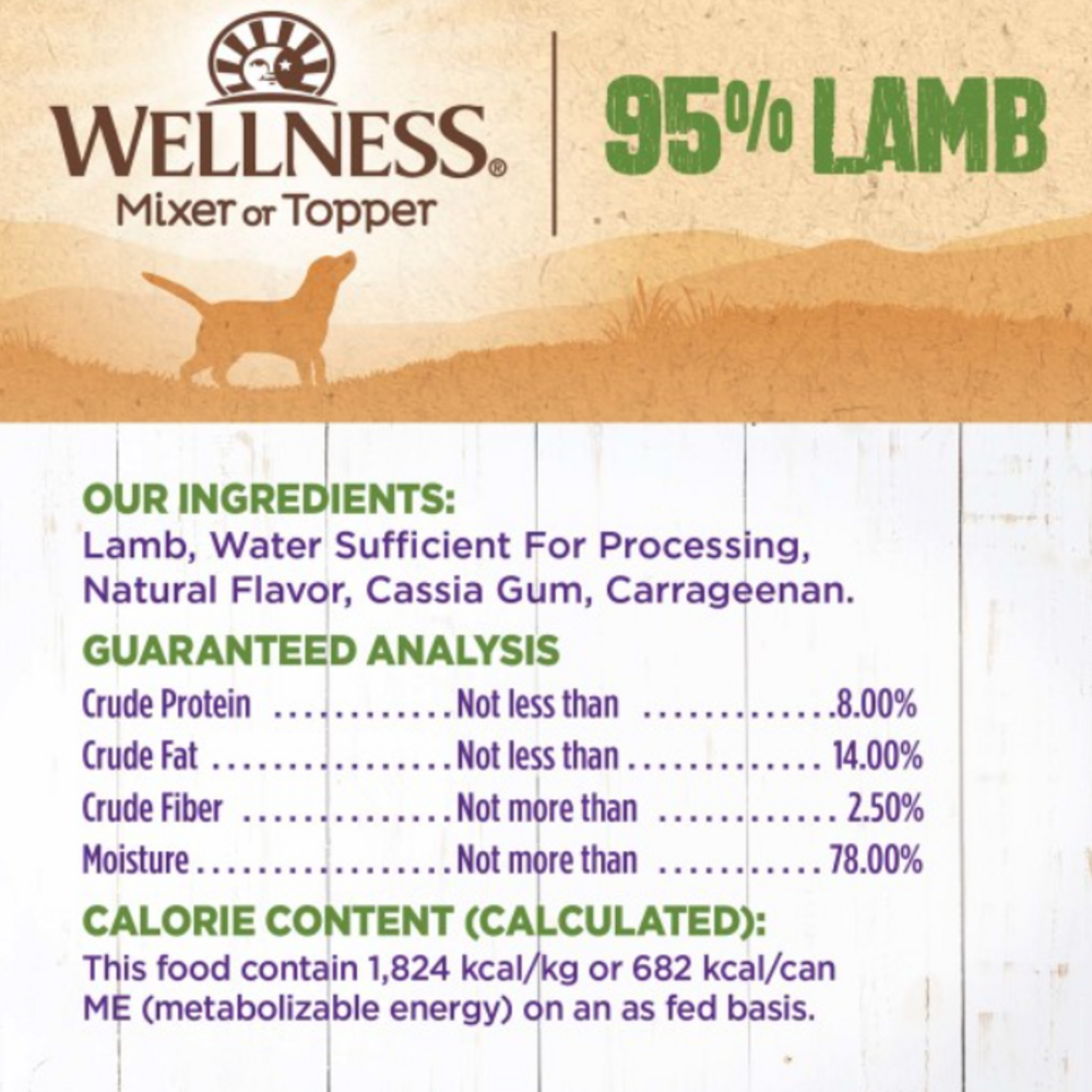 
                  
                    Wellness Natural Grain Free 95%  Lamb Recipe Adult Wet Canned Dog Food
                  
                