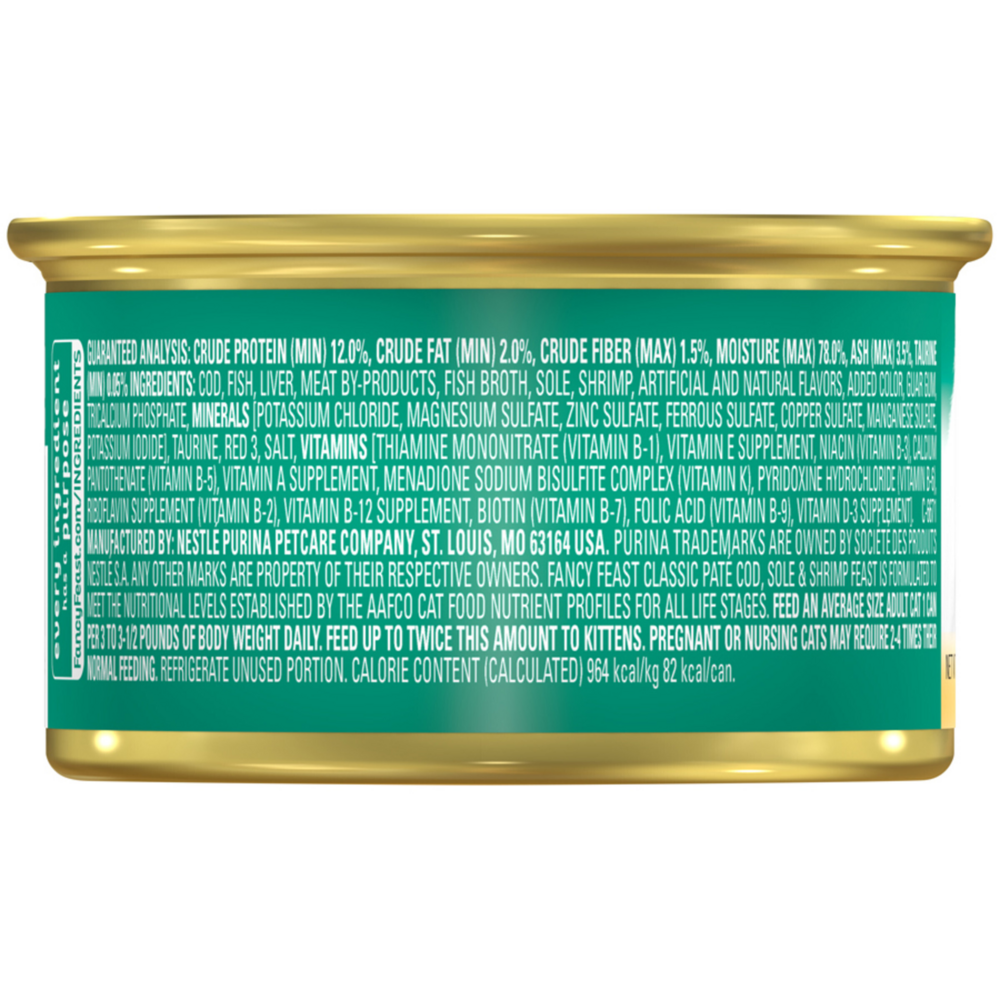 Purina Fancy Feast Classic Pate Cod Sole and Shrimp Wet Cat Food