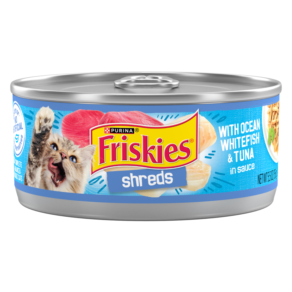 Purina Friskies Savory Shreds Ocean Whitefish and Tuna Wet Cat Food