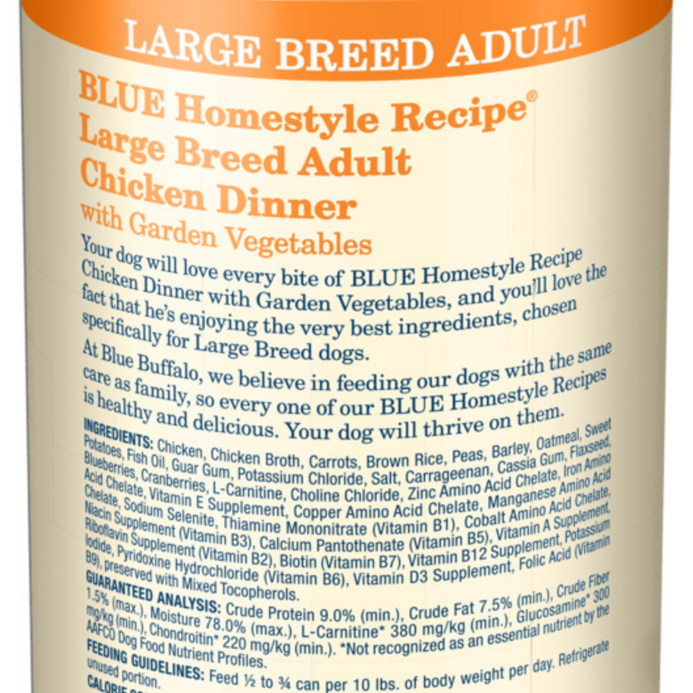 
                  
                    Blue Buffalo Homestyle Recipe Large Breed Adult Chicken Dinner with Garden Vegetables Canned Dog Food
                  
                