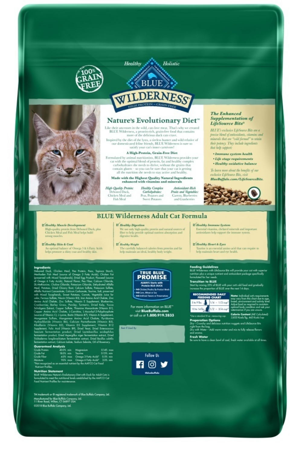 Blue Buffalo Wilderness High-Protein Grain-Free Adult Duck Recipe Dry Cat Food