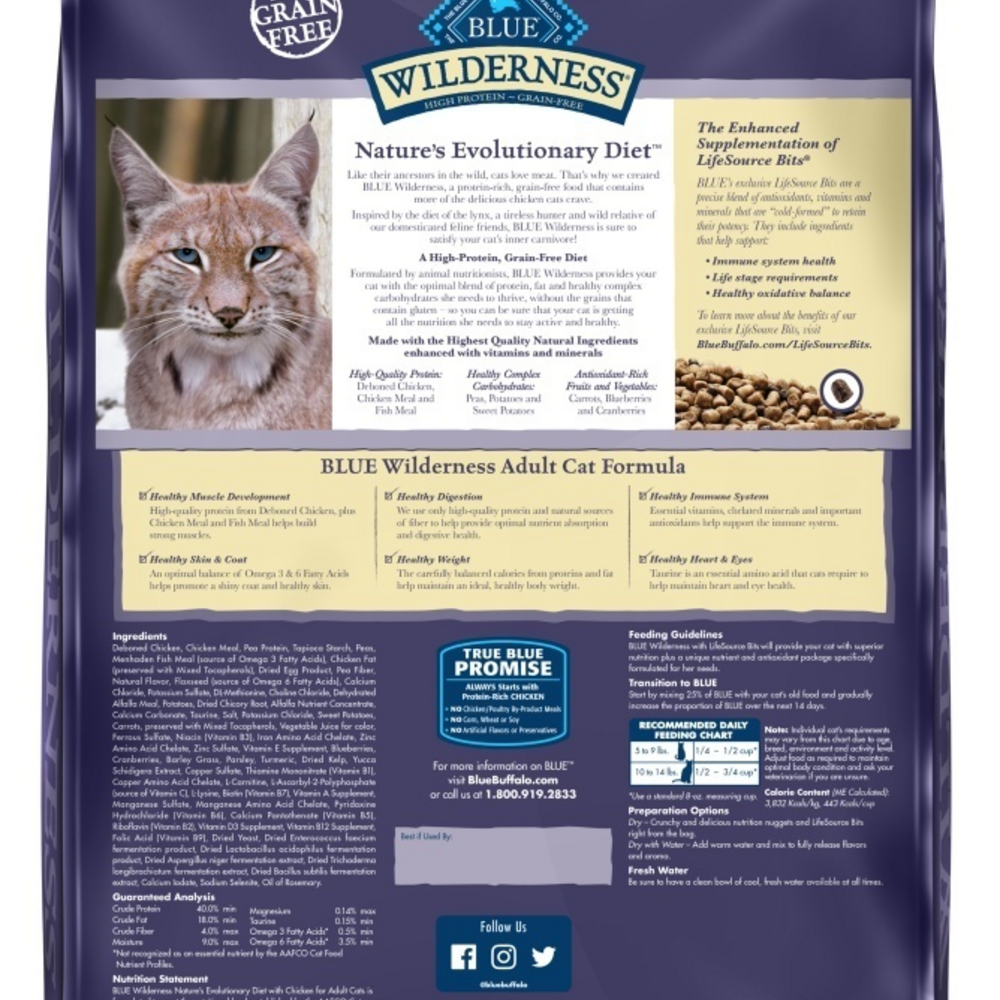 
                  
                    Blue Buffalo Wilderness High-Protein Grain-Free Adult Chicken Recipe Dry Cat Food
                  
                