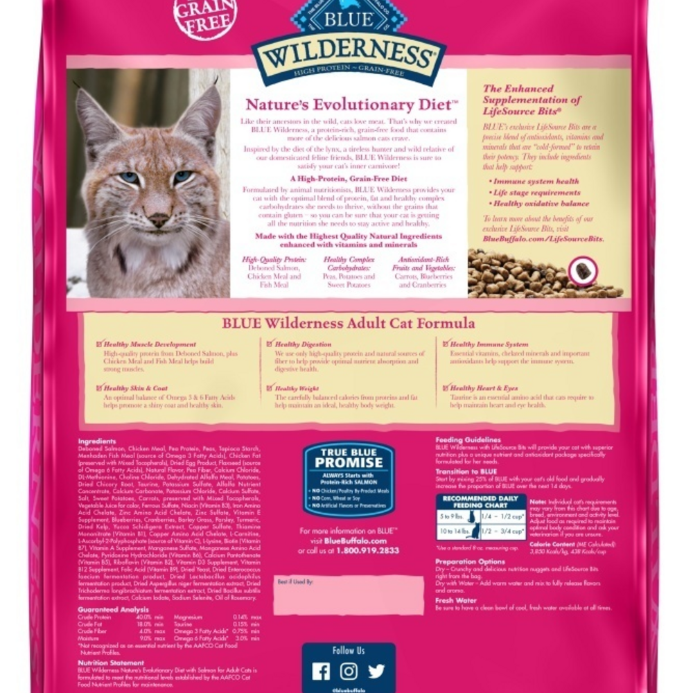 Blue Buffalo Wilderness High-Protein Grain-Free Adult Salmon Recipe Dry Cat Food