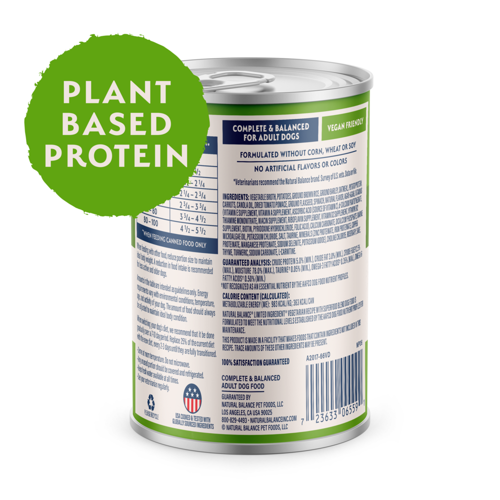 Natural Balance Limited Ingredient Wet Dog Food, Vegetarian Recipe