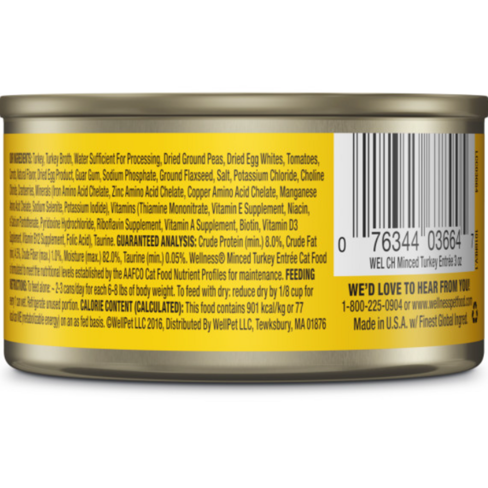 
                  
                    Wellness Grain Free Natural Minced Turkey Entree Wet Canned Cat Food
                  
                