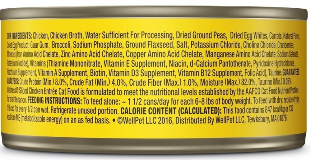 
                  
                    Wellness Grain Free Natural Sliced Chicken Entree Wet Canned Cat Food
                  
                