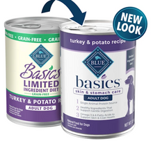 Load image into Gallery viewer, Blue Buffalo Basics Skin &amp; Stomach Care Grain-Free Turkey &amp; Potato Recipe Adult Canned Dog Food