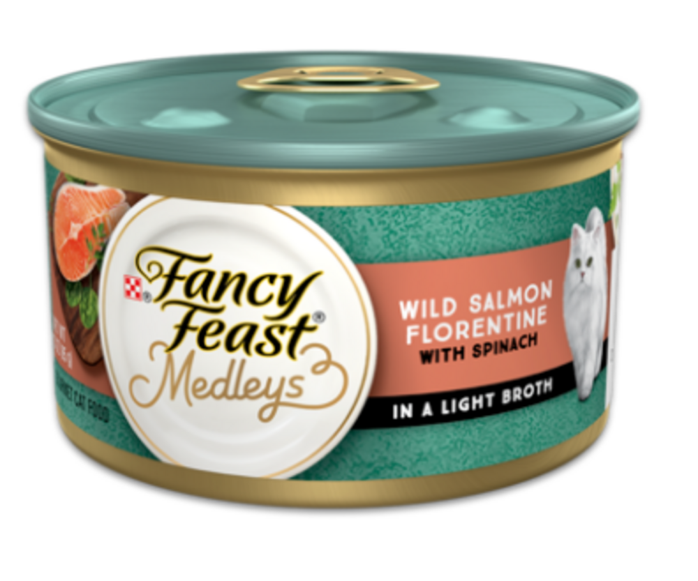 
                  
                    Fancy Feast Medleys Wild Salmon Florentine With Spinach in a Light Broth
                  
                