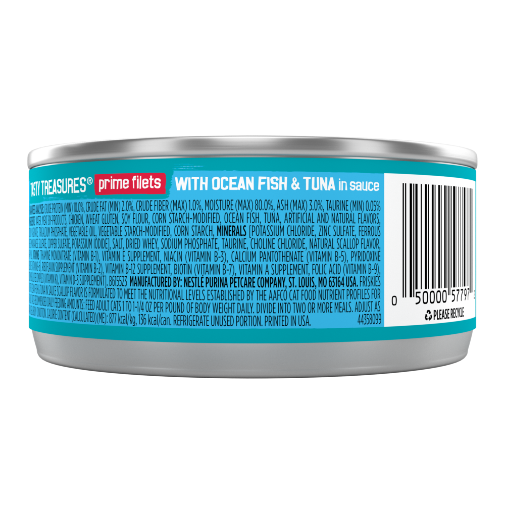 Friskies Tasty Treasures Prime Fillet with Ocean Fish & Tuna Scallop Flavor Canned Cat Food