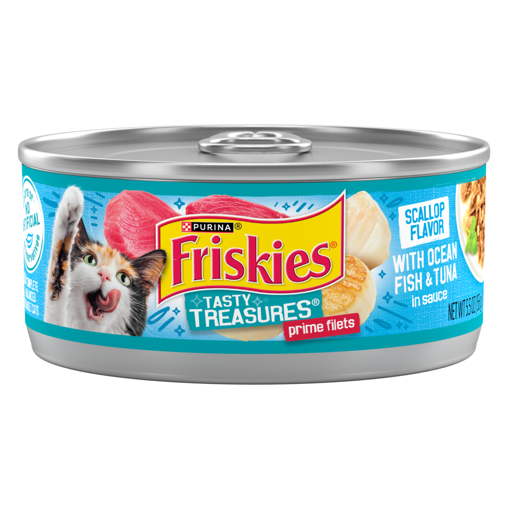 Purina Friskies Tasty Treasures Prime Fillet Ocean Fish Tuna Scallop Wet Cat Food