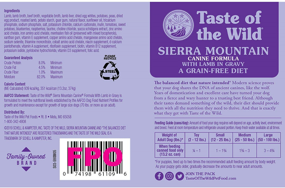 
                  
                    Taste Of The Wild Sierra Mountain Canine Canned Dog Food
                  
                