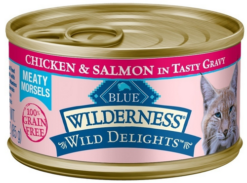 Blue Buffalo Wilderness Wild Delights Grain-Free Adult Meaty Morsels Chicken & Salmon Recipe Canned Cat Food