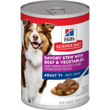 Load image into Gallery viewer, Hill&#39;s Science Diet Adult 7+ Savory Stew with Beef &amp; Vegetables Canned Dog Food