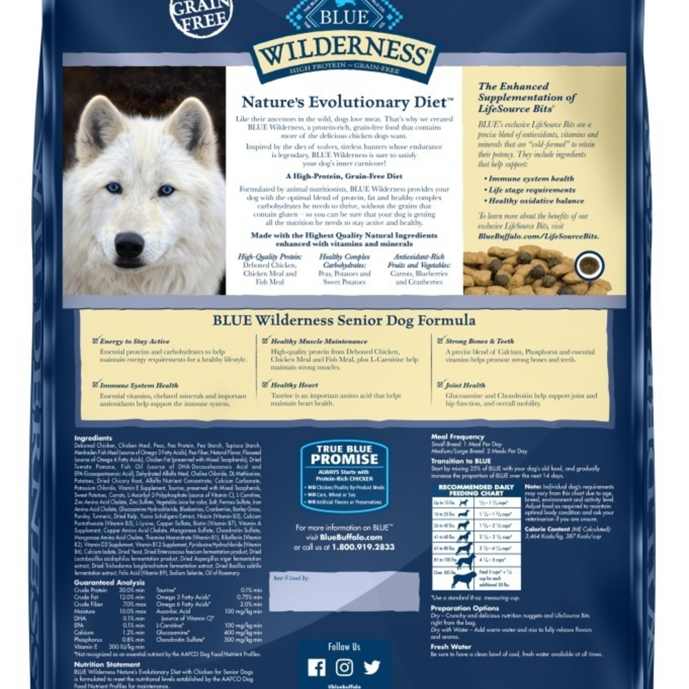 Blue Buffalo Wilderness Senior Grain-Free Chicken Recipe Dry Dog Food