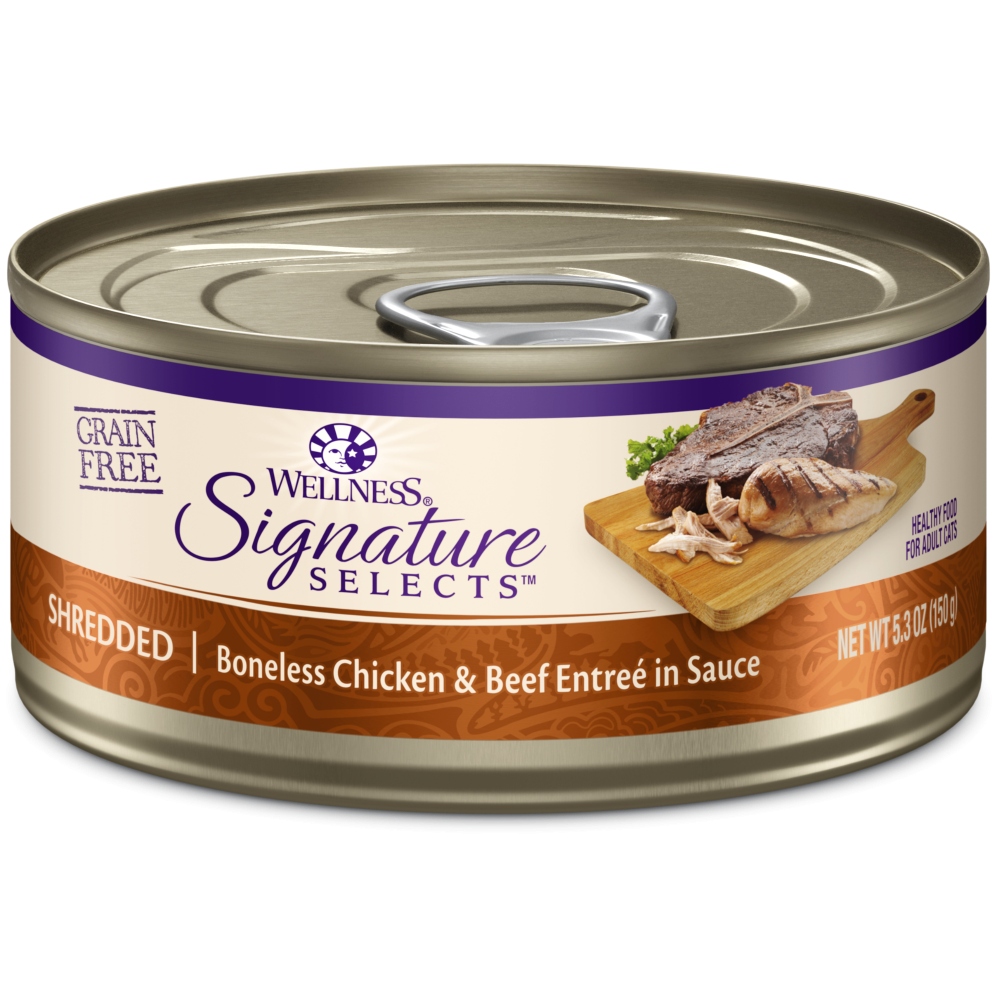 
                  
                    Wellness CORE Signature Selects Grain Free Canned Cat Food, Shredded Chicken & Beef Entree in Sauce
                  
                