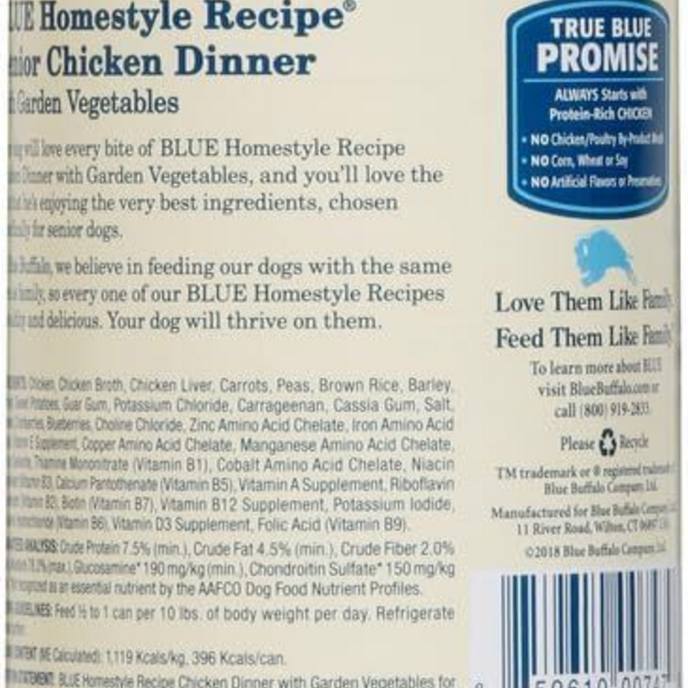 
                  
                    Blue Buffalo Homestyle Recipe Senior Chicken Dinner with Garden Vegetables Canned Dog Food
                  
                