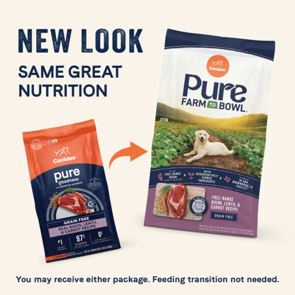 
                  
                    Canidae Pure Farm To Bowl Free-Range Bison, Lentil & Carrot Recipe Dog Food
                  
                