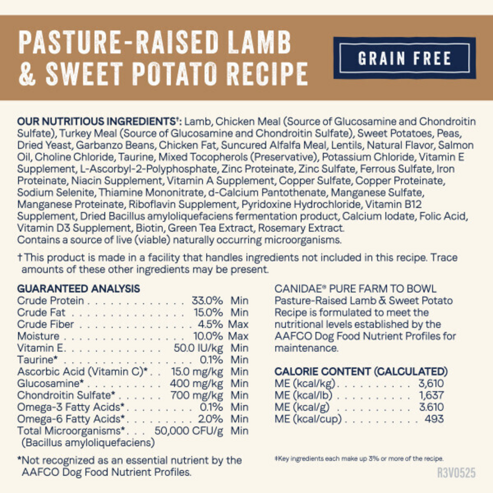 
                  
                    Canidae Pure Farm To Bowl Pasture-Raised Lamb & Sweet Potato Recipe Dog Food
                  
                