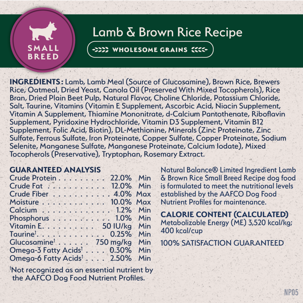 
                  
                    Natural Balance Limited Ingredient Lamb & Brown Rice Small Breed Recipe Dry Dog Food
                  
                