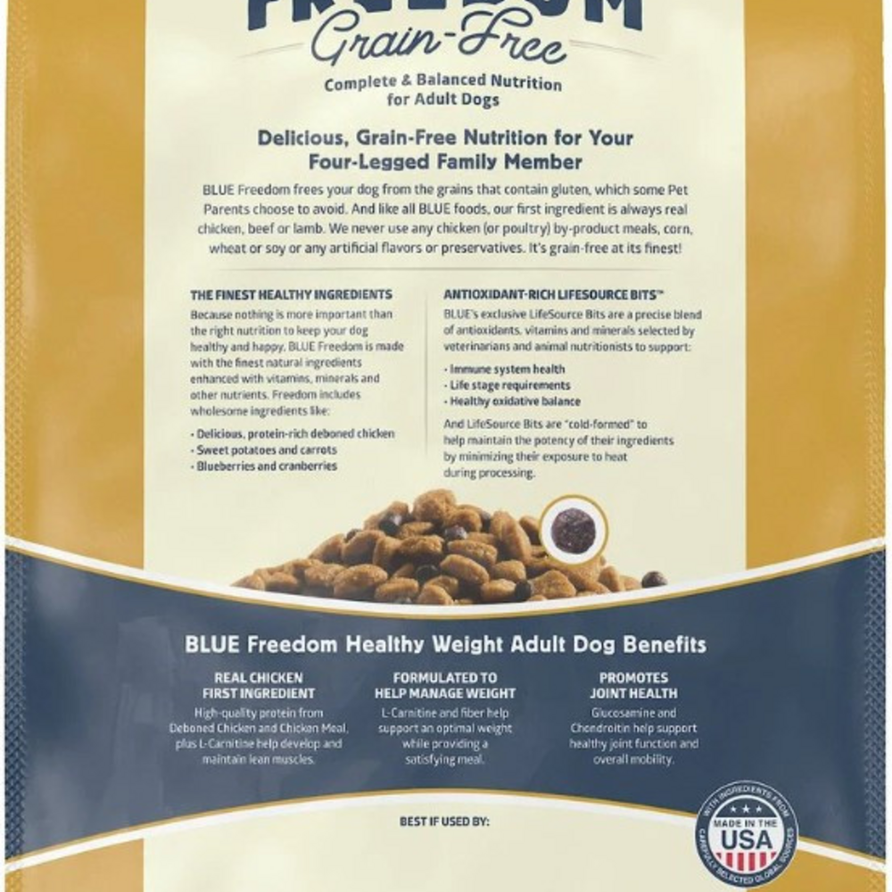 Blue Buffalo Freedom Grain-Free Adult Healthy Weight Chicken Recipe Dry Dog Food